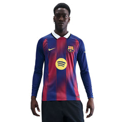 NIKE เสื้อแข่งผู้ชายแขนยาวทีมบาร์เซโลน่า ชุดเหย้า เกรด Stadium ฤดูกาล 2025/26