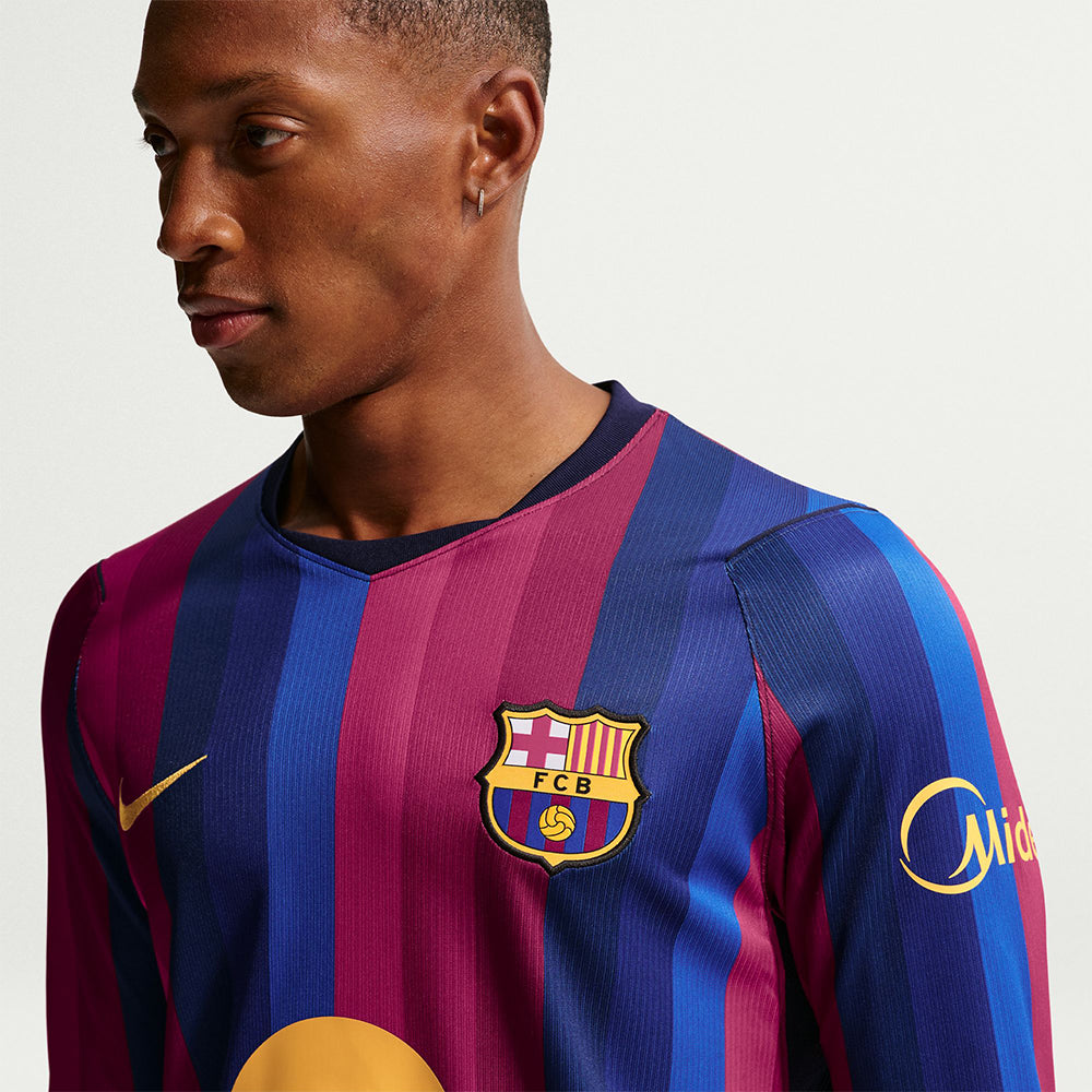 NIKE เสื้อแข่งผู้ชายแขนยาวทีมบาร์เซโลน่า ชุดเหย้า เกรด Stadium ฤดูกาล 2026/27 Supersports Thailand