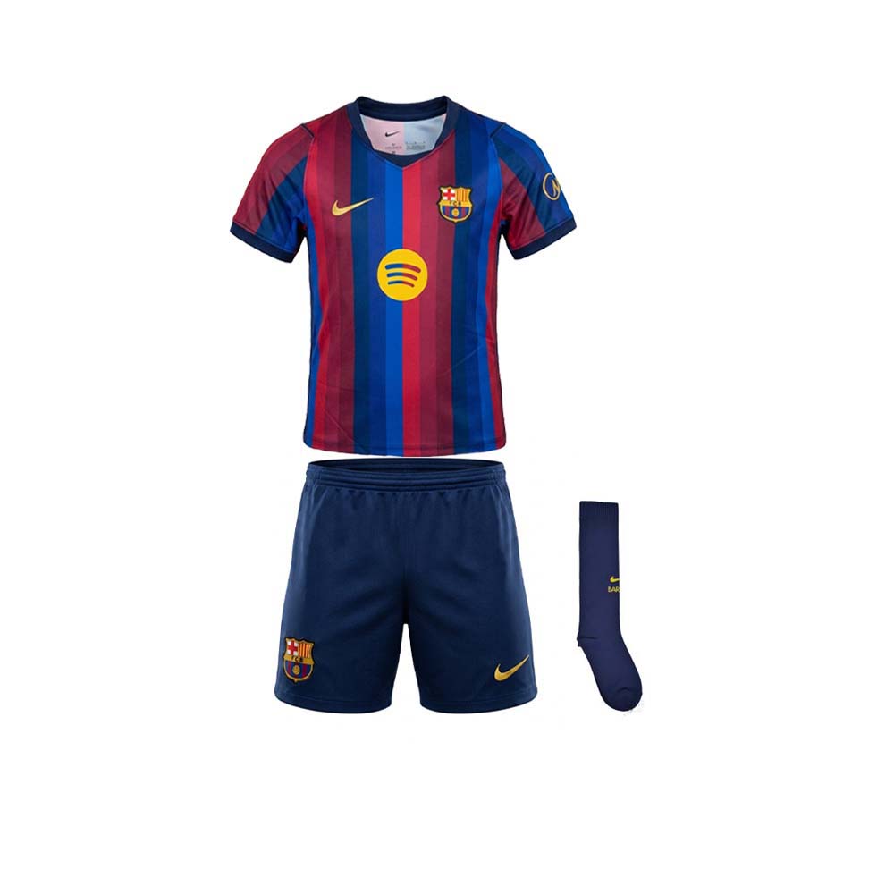NIKE ชุดเซ็ตแข่งเด็กทีมบาร์เซโลนา ชุดเหย้า เกรด Stadium ฤดูกาล 2026 Supersports Thailand