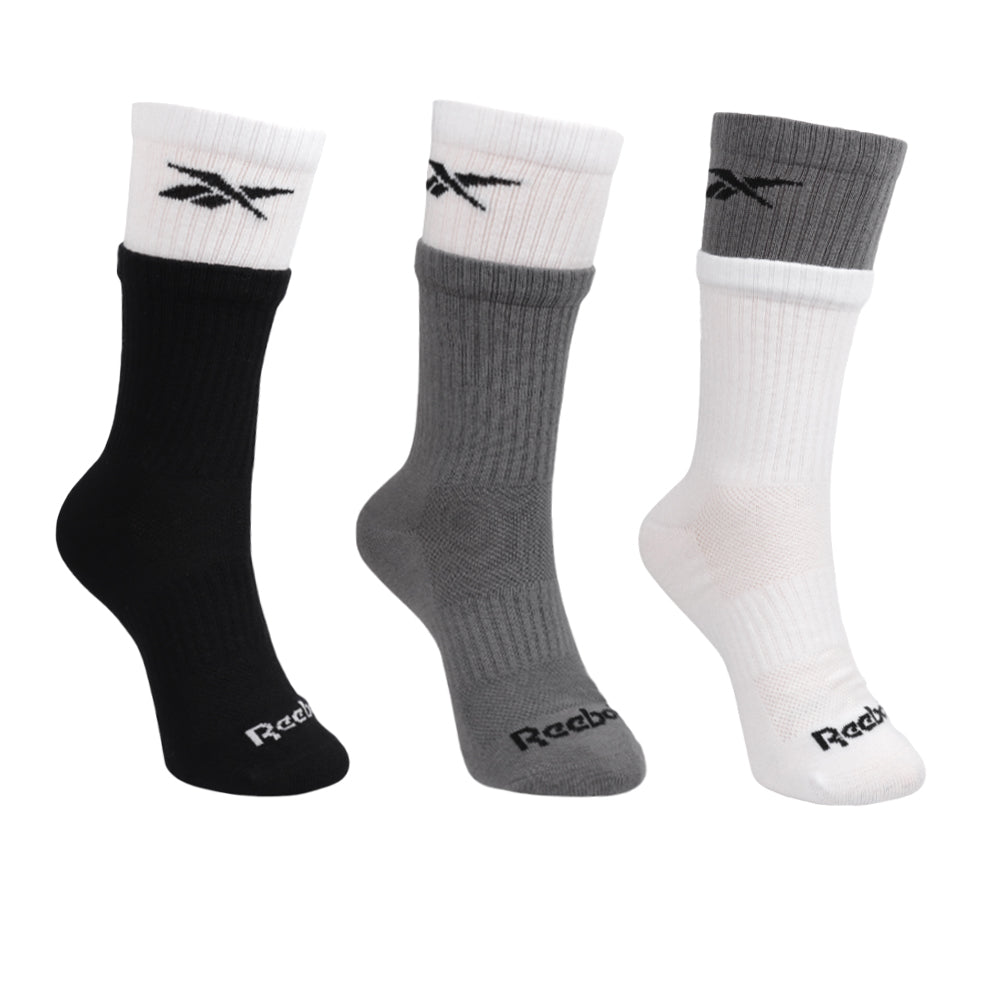 REEBOK Double Welt Crew ถุงเท้าผู้หญิง (แพ็ค 3 คู่)