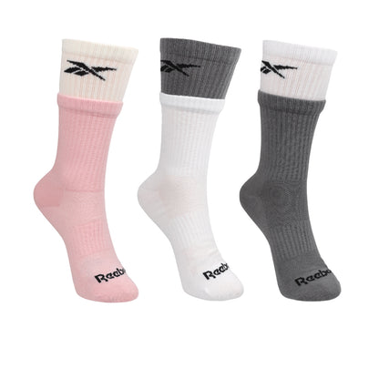 REEBOK Double Welt Crew ถุงเท้าผู้หญิง (แพ็ค 3 คู่)