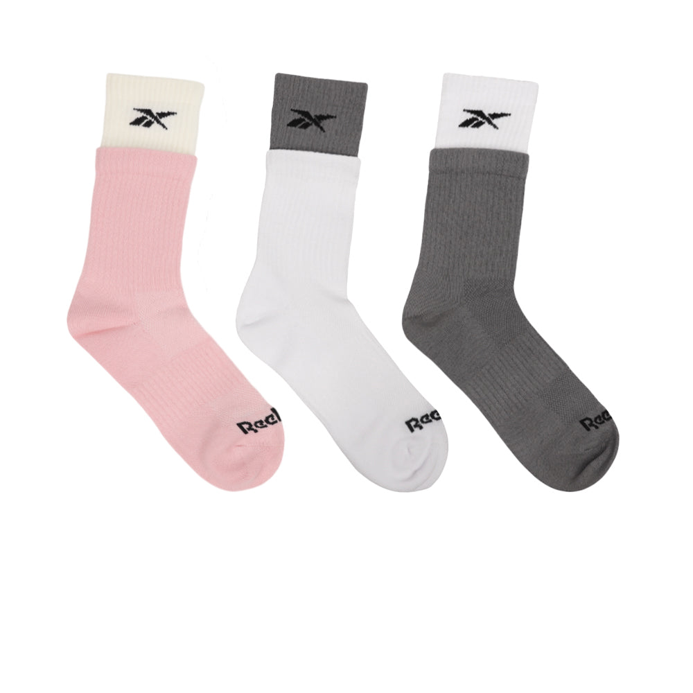 REEBOK Double Welt Crew ถุงเท้าผู้หญิง (แพ็ค 3 คู่)
