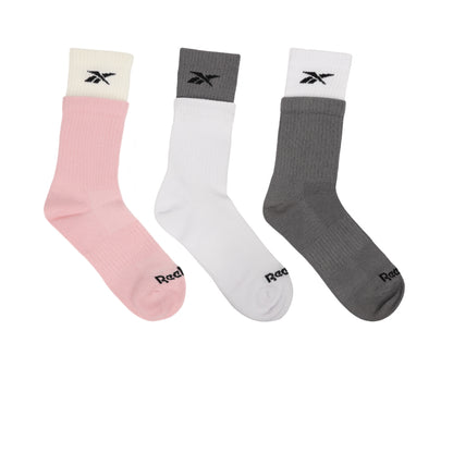 REEBOK Double Welt Crew ถุงเท้าผู้หญิง (แพ็ค 3 คู่)
