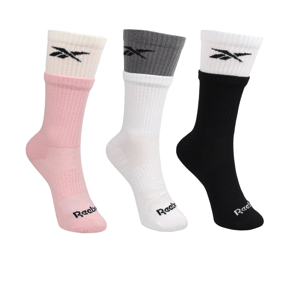 REEBOK Double Welt Crew ถุงเท้าผู้หญิง (แพ็ค 3 คู่)