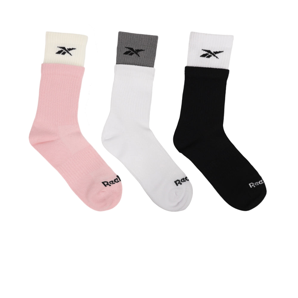REEBOK Double Welt Crew ถุงเท้าผู้หญิง (แพ็ค 3 คู่)