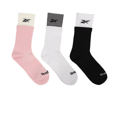 REEBOK Double Welt Crew ถุงเท้าผู้หญิง (แพ็ค 3 คู่)