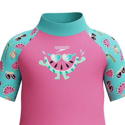 SPEEDO Digital Short Sleeve Rash Top & Jammer Set Girls Swimsuit