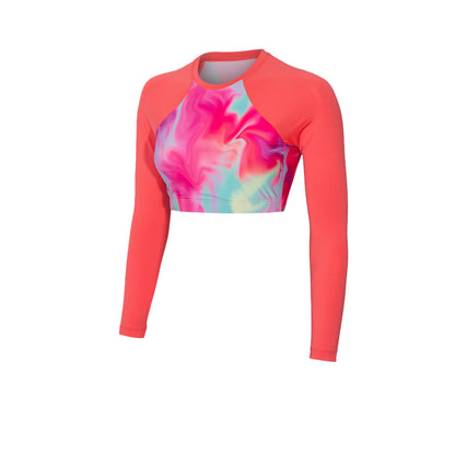 SPEEDO FLU3NTE Printed Crop เสื้อรัชการ์ดผู้หญิง