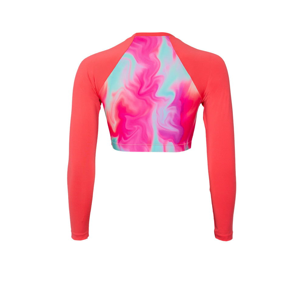 SPEEDO FLU3NTE Printed Crop เสื้อรัชการ์ดผู้หญิง