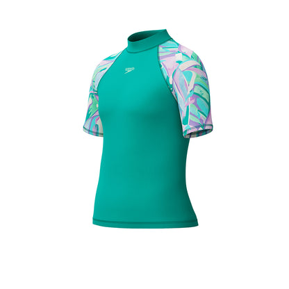 SPEEDO Printed Short Sleeve Girls Rashguard