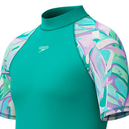 SPEEDO Printed Short Sleeve Girls Rashguard