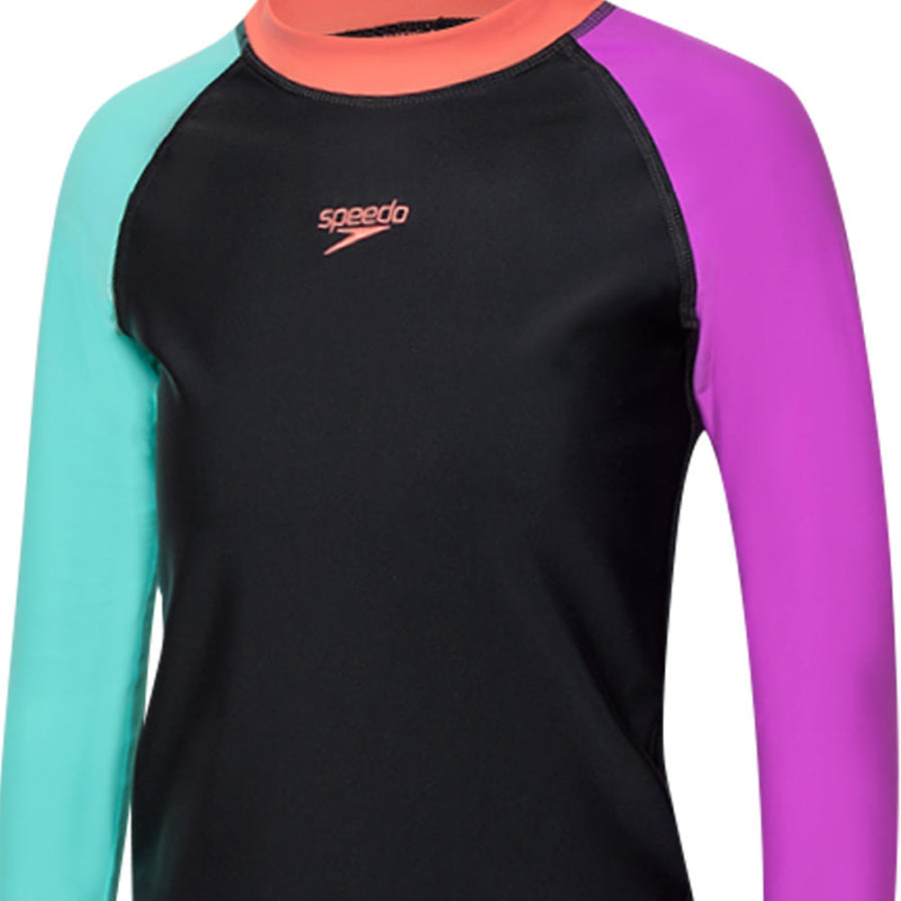 SPEEDO Colourblock Rash Top & Jammer Set Girls Swimsuit