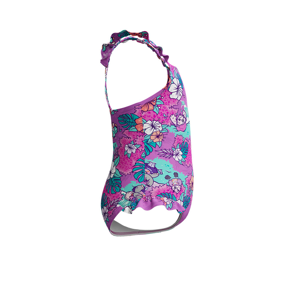 SPEEDO Learn to Swim Printed Frill Thinstrap Girls Swimsuit