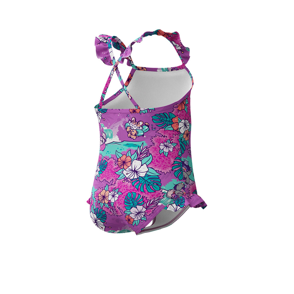 SPEEDO Learn to Swim Printed Frill Thinstrap Girls Swimsuit