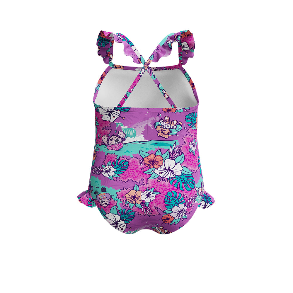 SPEEDO Learn to Swim Printed Frill Thinstrap Girls Swimsuit
