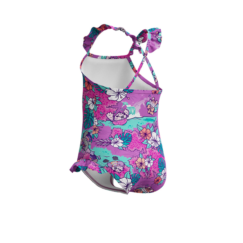 SPEEDO Learn to Swim Printed Frill Thinstrap Girls Swimsuit