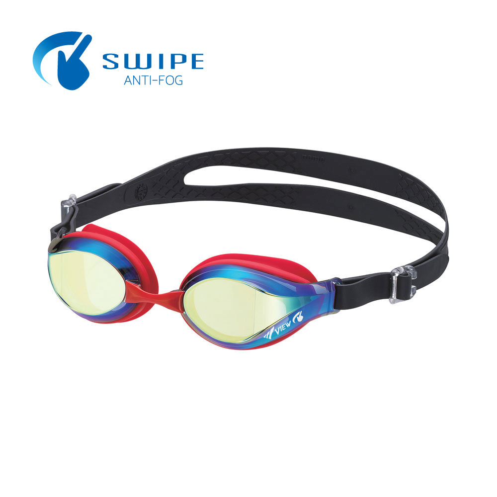 VIEW แว่นตาว่ายน้ำเด็ก 6-12 ปี V760JASAM เลนส์ฉาบปรอท สีดำ ปรอทเหลือง - 1