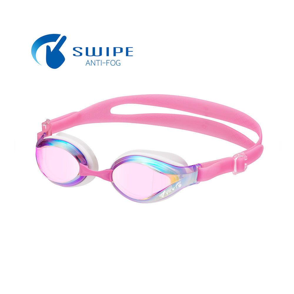 VIEW แว่นตาว่ายน้ำเด็ก 6-12 ปี V760JASAM เลนส์ฉาบปรอท สีม่วง ปรอทชมพู - 1