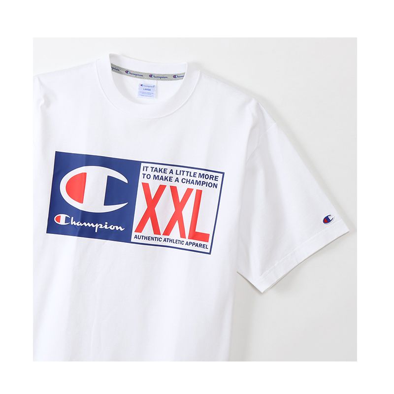 CHAMPION S/S T-SHIRT เสื้อยืดทีเชิ๊ต ผู้ชาย C3-X326-010 White - 1 Supersports Thailand
