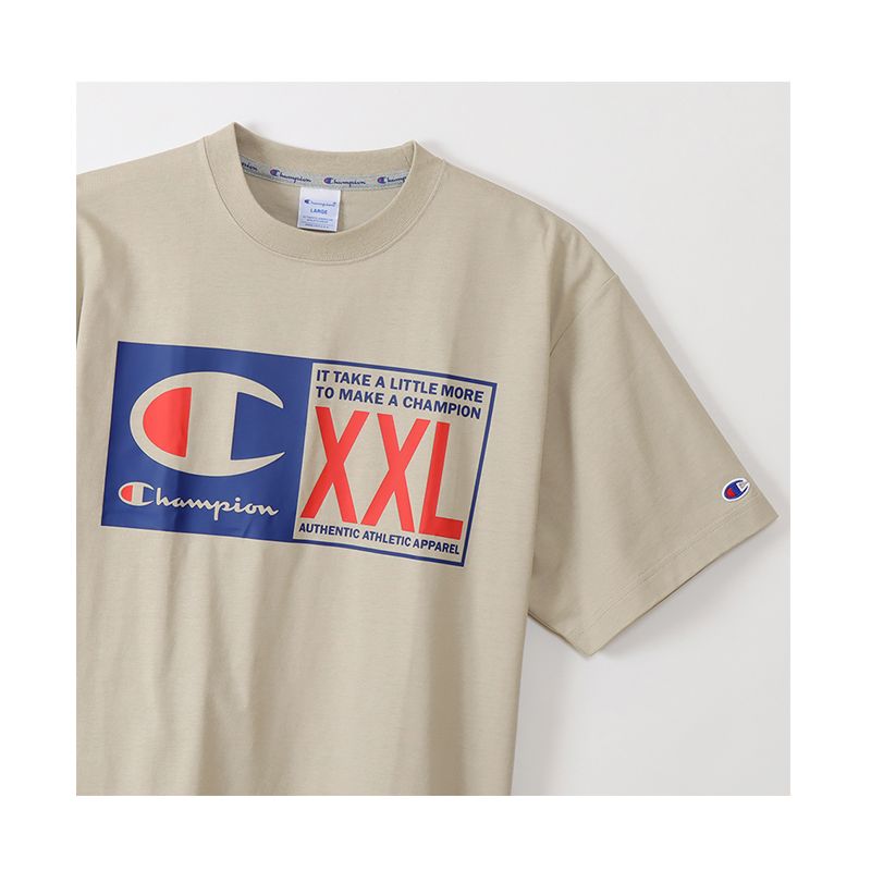 CHAMPION S/S T-SHIRT เสื้อยืดทีเชิ๊ต ผู้ชาย C3-X326-782 Cream - 1 Supersports Thailand