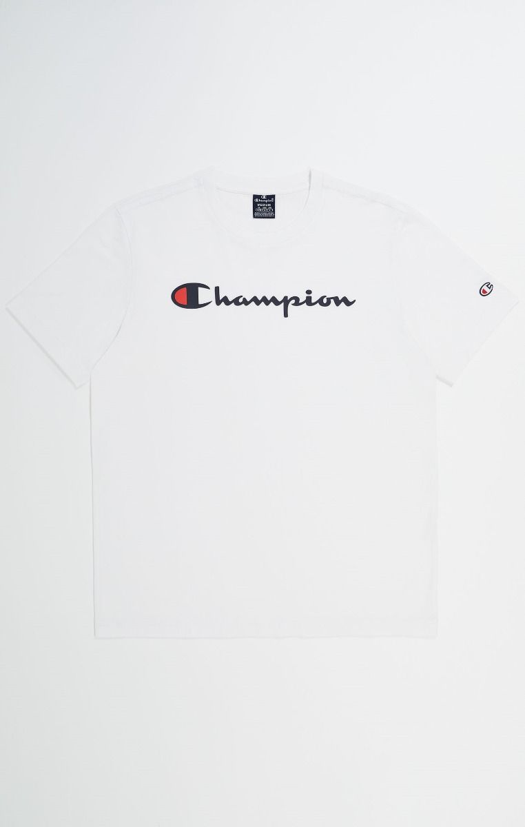 CHAMPION CREWNECK T-SHIRT เสื้อยืดทีเชิ๊ต ผู้ชาย 219206-WW001 White - 1 Supersports Thailand