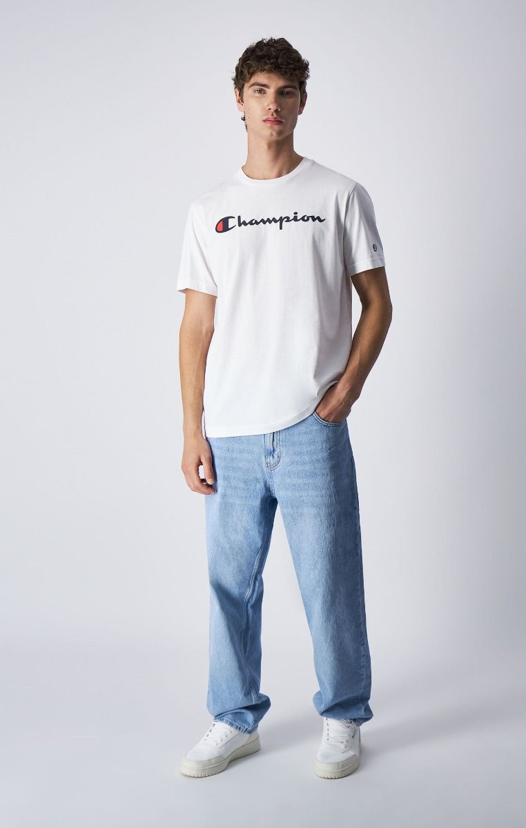 CHAMPION CREWNECK T-SHIRT เสื้อยืดทีเชิ๊ต ผู้ชาย 219206-WW001 White - 1 Supersports Thailand