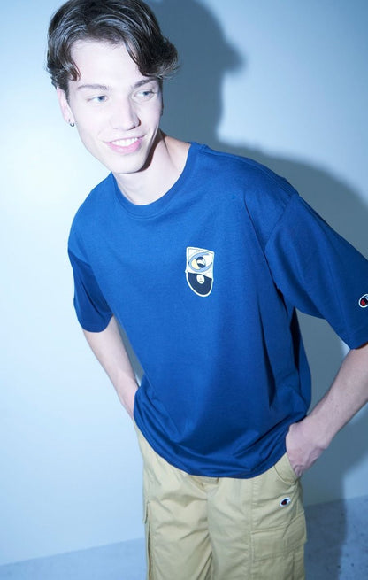 CHAMPION CREWNECK T-SHIRT เสื้อยืดทีเชิ๊ต ผู้ชาย 219299-BS561 Blue - 1