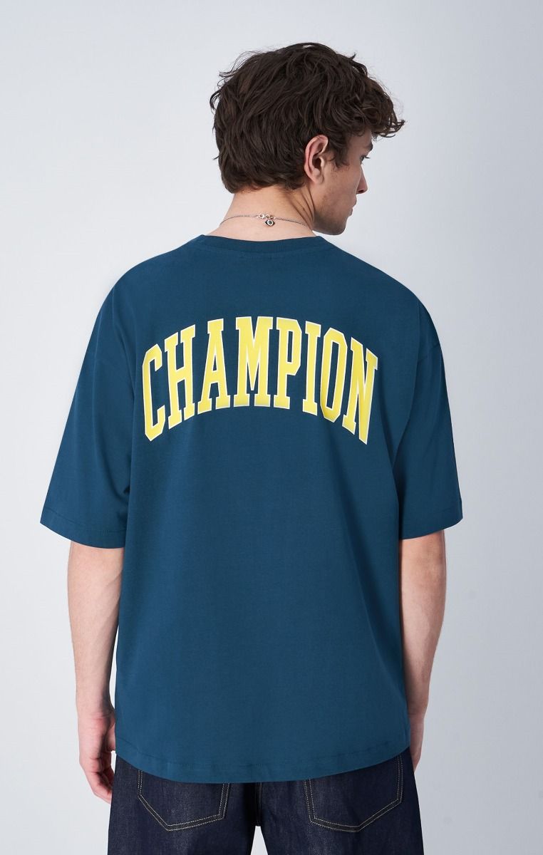 CHAMPION CREWNECK T-SHIRT เสื้อยืดทีเชิ๊ต ผู้ชาย 219855-GS549 Blue - 1