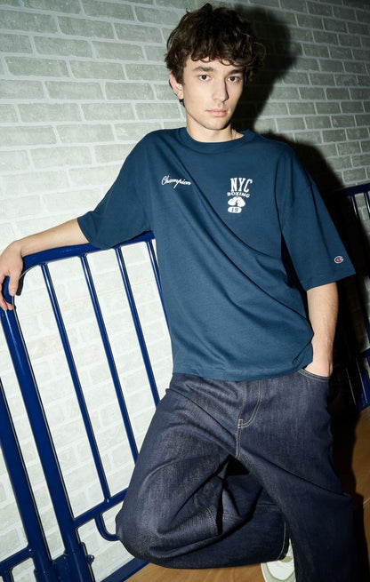 CHAMPION CREWNECK T-SHIRT เสื้อยืดทีเชิ๊ต ผู้ชาย 219855-GS549 Blue - 1