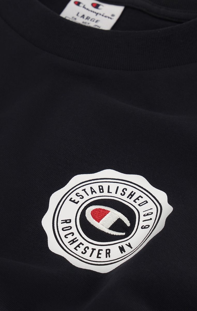 CHAMPION CREWNECK T-SHIRT เสื้อยืดทีเชิ๊ต ผู้ชาย 219855-KK001 Black - 1 Supersports Thailand