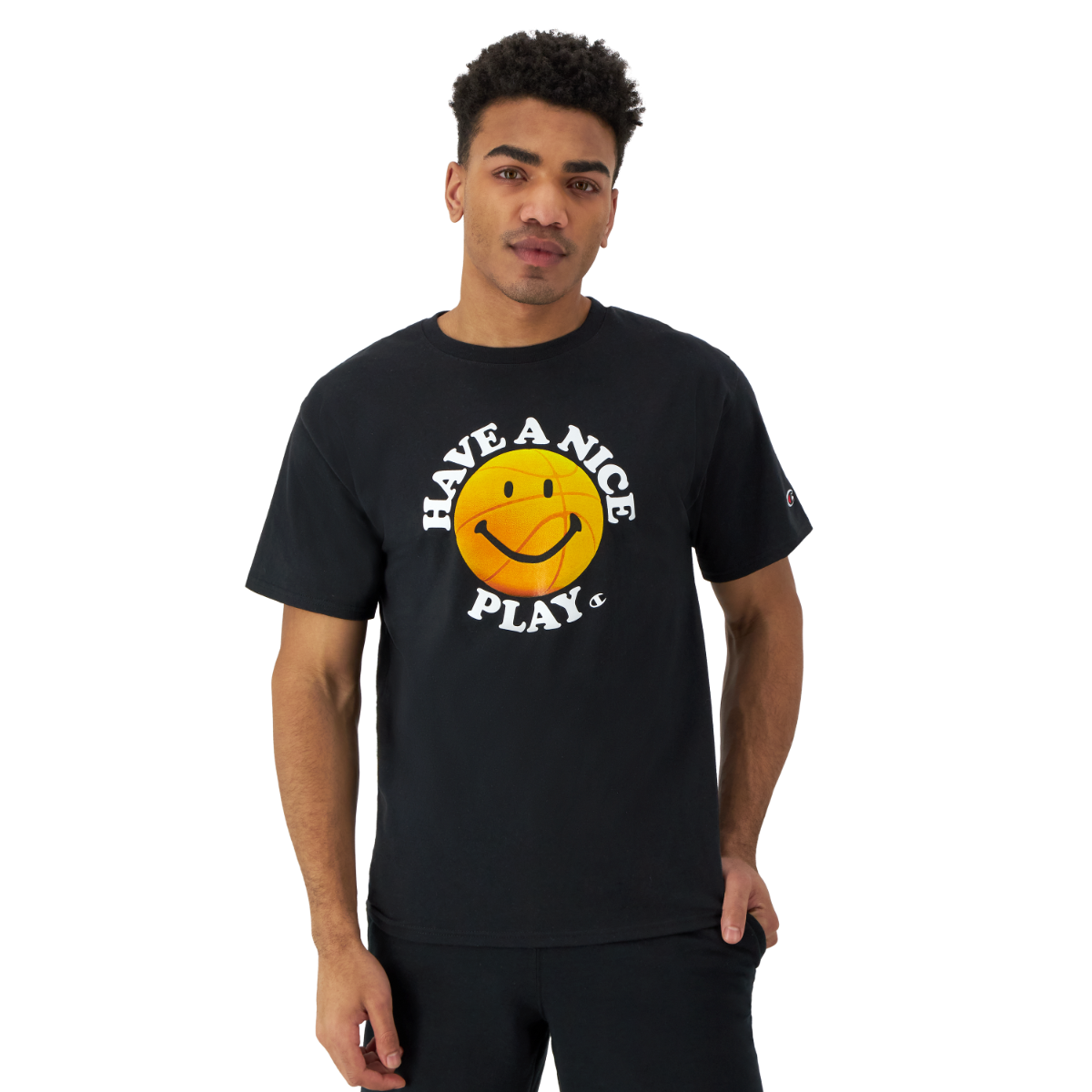 CHAMPION TEE เสื้อยืดทีเชิ๊ต ผู้ชาย GT23H 586QIB-003 Black - 1 Supersports Thailand