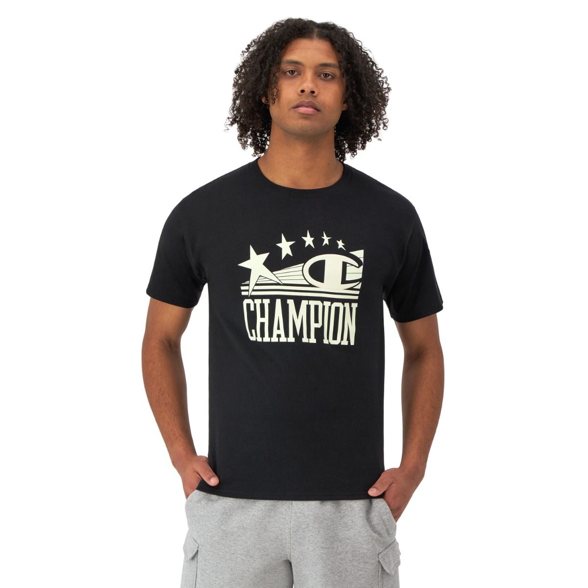 CHAMPION TEE เสื้อยืดทีเชิ๊ต ผู้ชาย GT23H 586QYB-003 Black - 1