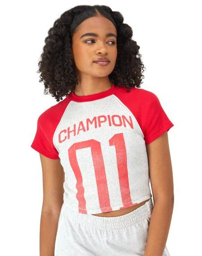 CHAMPION RIB RALLY RINGER TEE เสื้อยืดทีเชิ๊ต ผู้หญิง W3658 5869OB-AV0V Red - 1