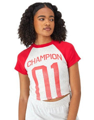 CHAMPION RIB RALLY RINGER TEE เสื้อยืดทีเชิ๊ต ผู้หญิง W3658 5869OB-AV0V Red - 1