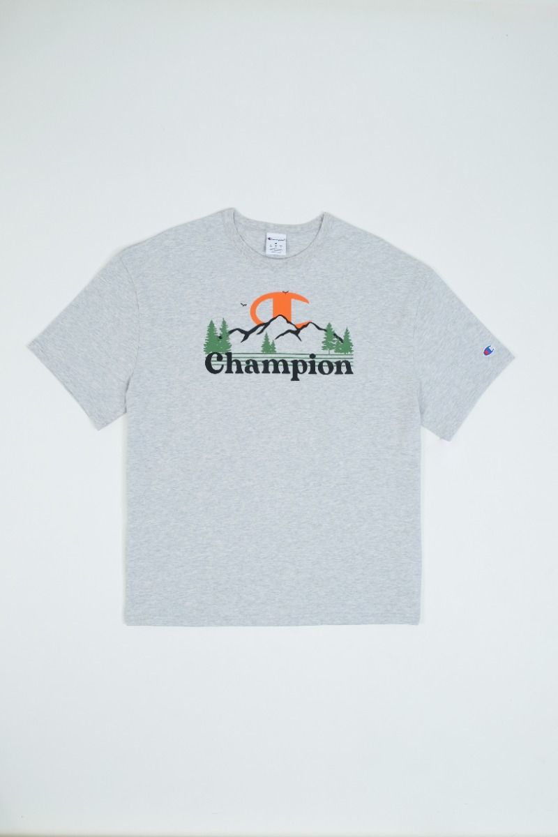 CHAMPION MIDWEIGHT TEE เสื้อยืดทีเชิ๊ต ผู้ชาย T79497 586HHB-778 Grey - 1 Supersports Thailand